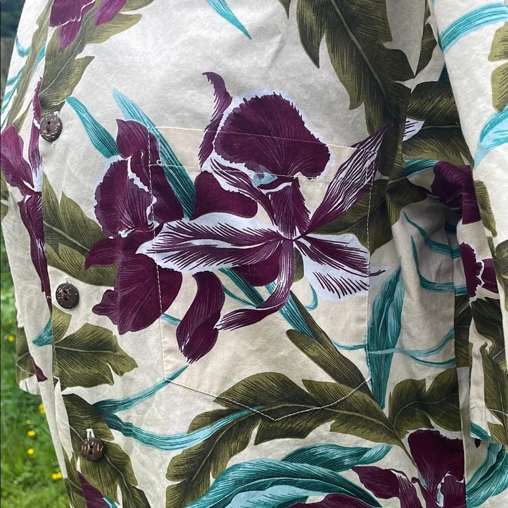 Tropical Floral Orchid Button-Up Shirt - Picture 2 of 14